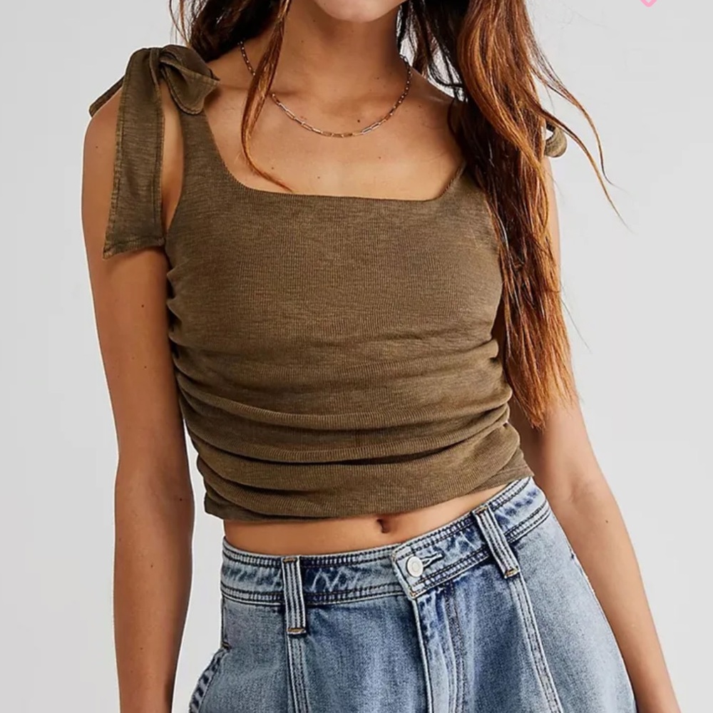 Free People Boulevard Cotton Crop Top In Oregano | Size XS